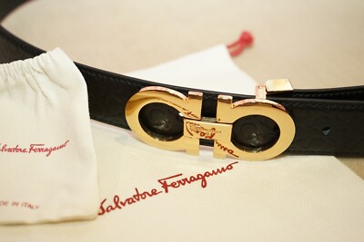Salvatore Ferragamo men's Belt size EU 105 US Pants 38-40 Leather,  Gold Buckle