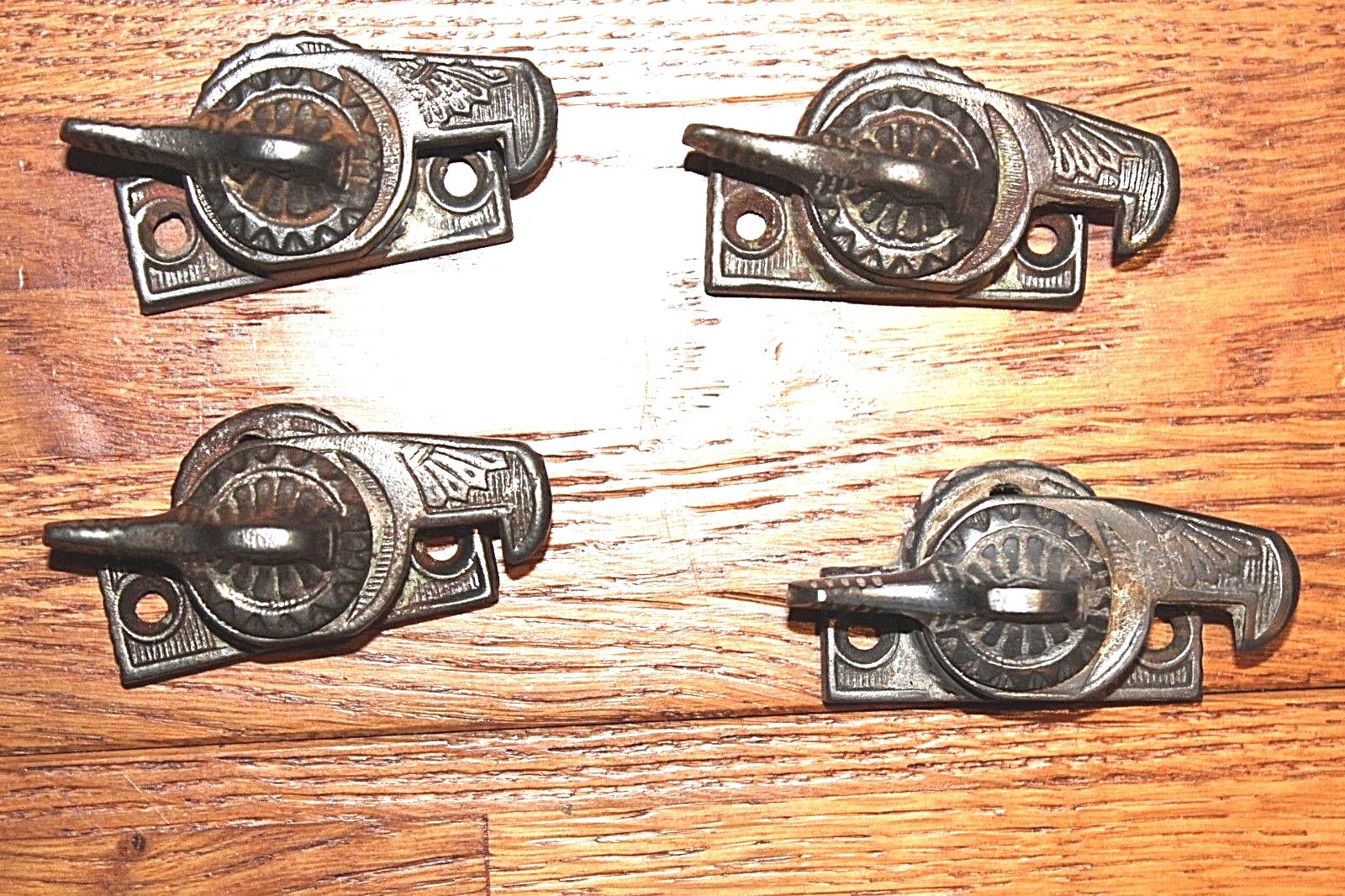 4 Antique Vintage EASTLAKE Ornate Window Sash Latch - No Keepers