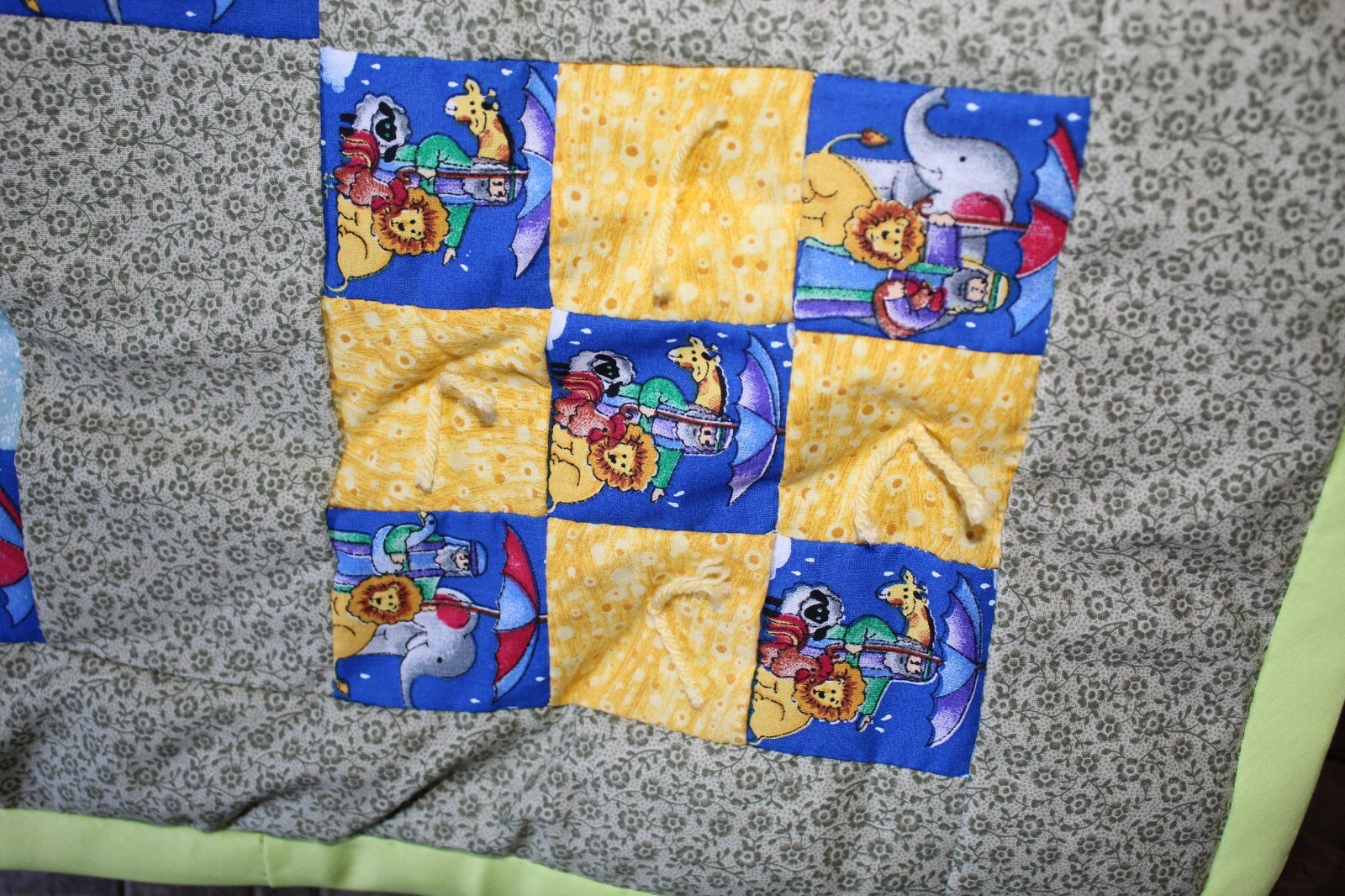 Hand-Stitched Noah's Ark Crib Quilt