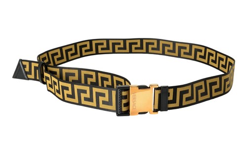 VERSACE ロコフリントフティ 73GAIF03CF03F 003 Versace Multi-Color Leather Trimmed Greeca Print Logo Belt