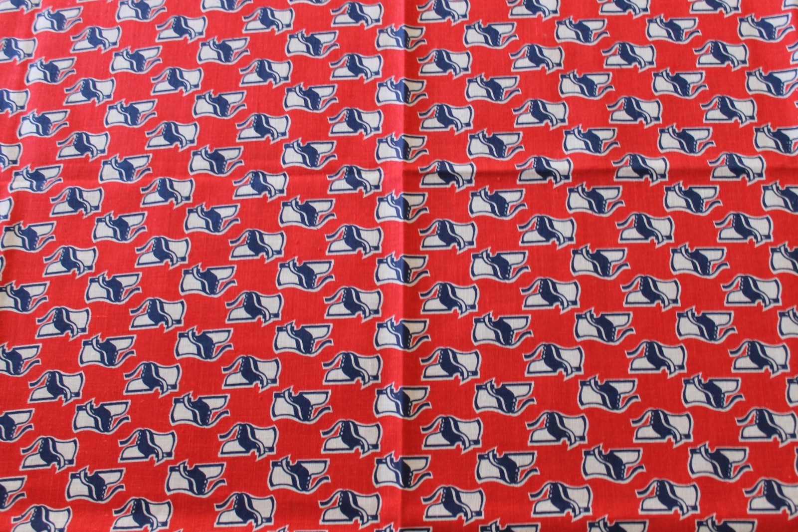 Vintage Novelty Red White Blue Saddle Shoe Fabric 36