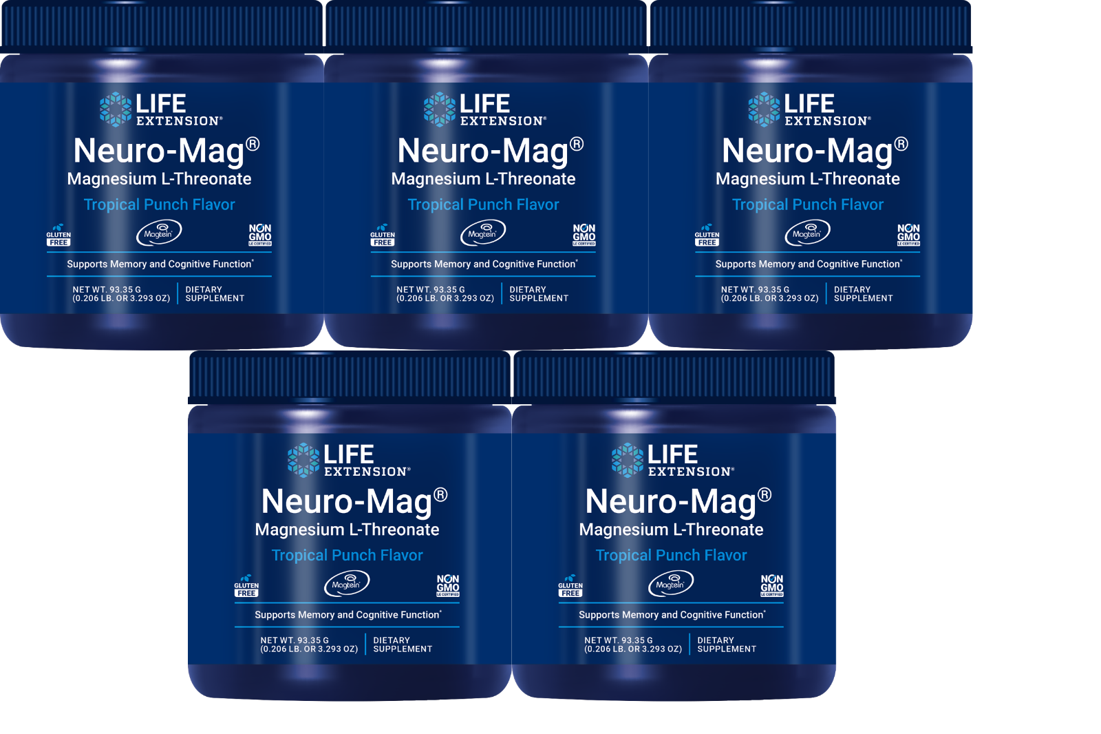 Порошок L-треоната магния Neuro-Mag 5X3,29 унции/93 г Life Extension Tropic Punch
