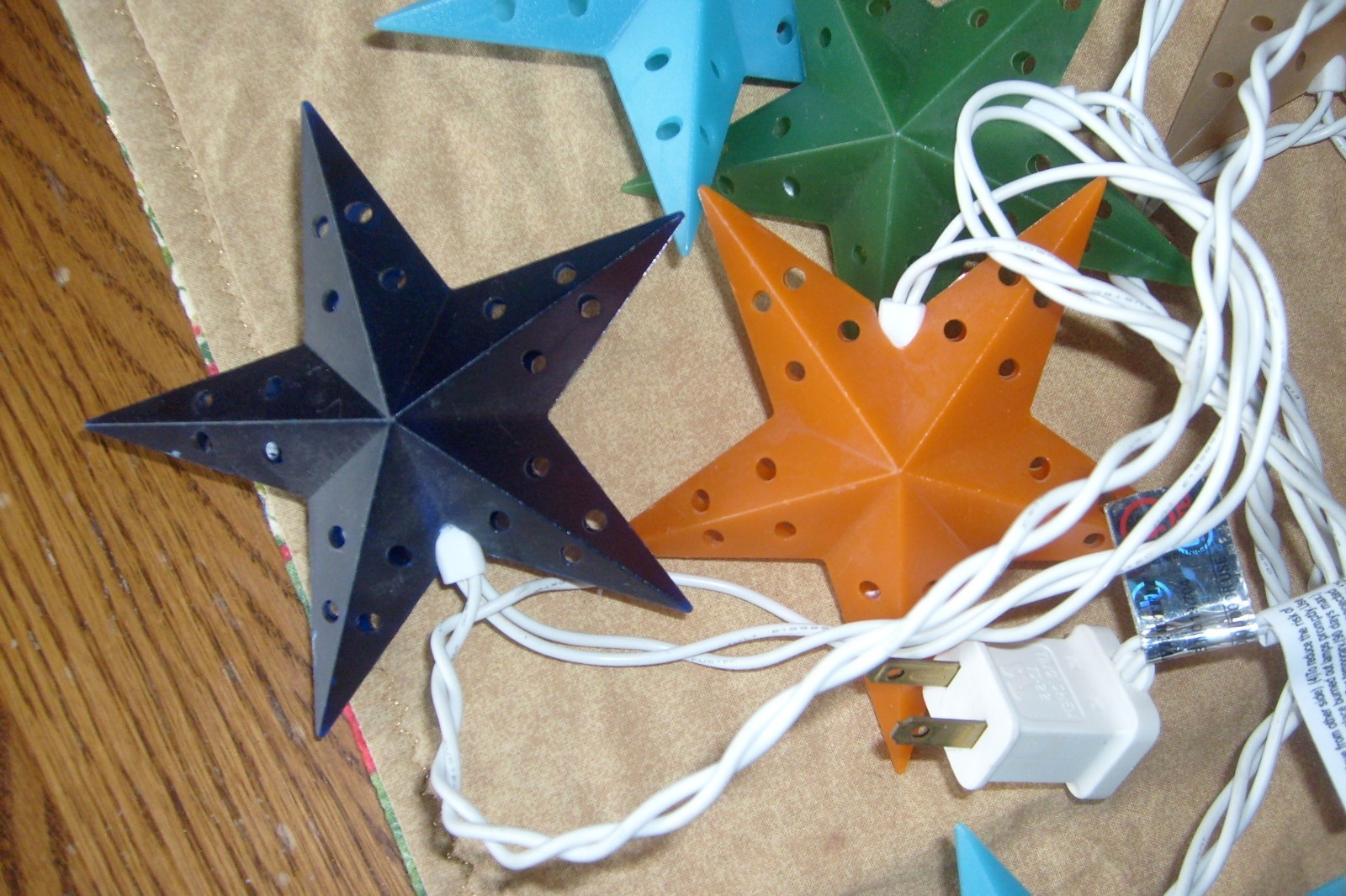 String of multi color lights, stars, 12  total, indooroutdoor UL approved 11.5'