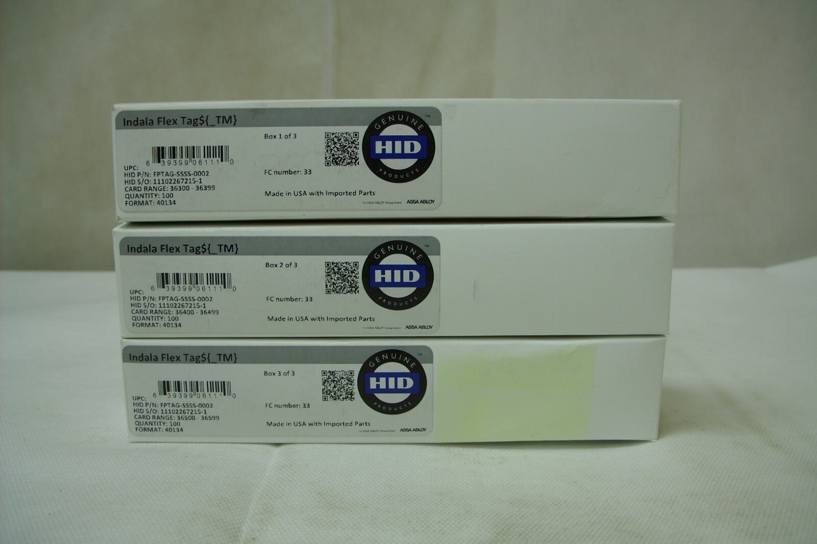 Ｔ HID INDALA FLEXTAG PROXIMITY TAG - 3 BOXES LOT OF 300 (P/N