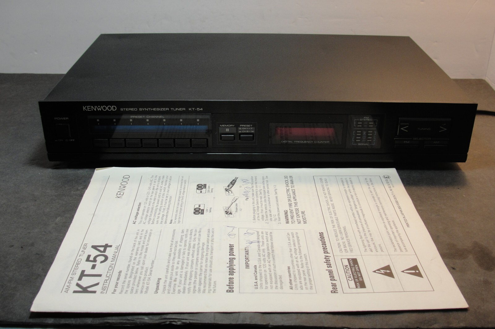 Kenwood KT-54 Stereo Synthesizer Tuner AM/FM Audio Channel
