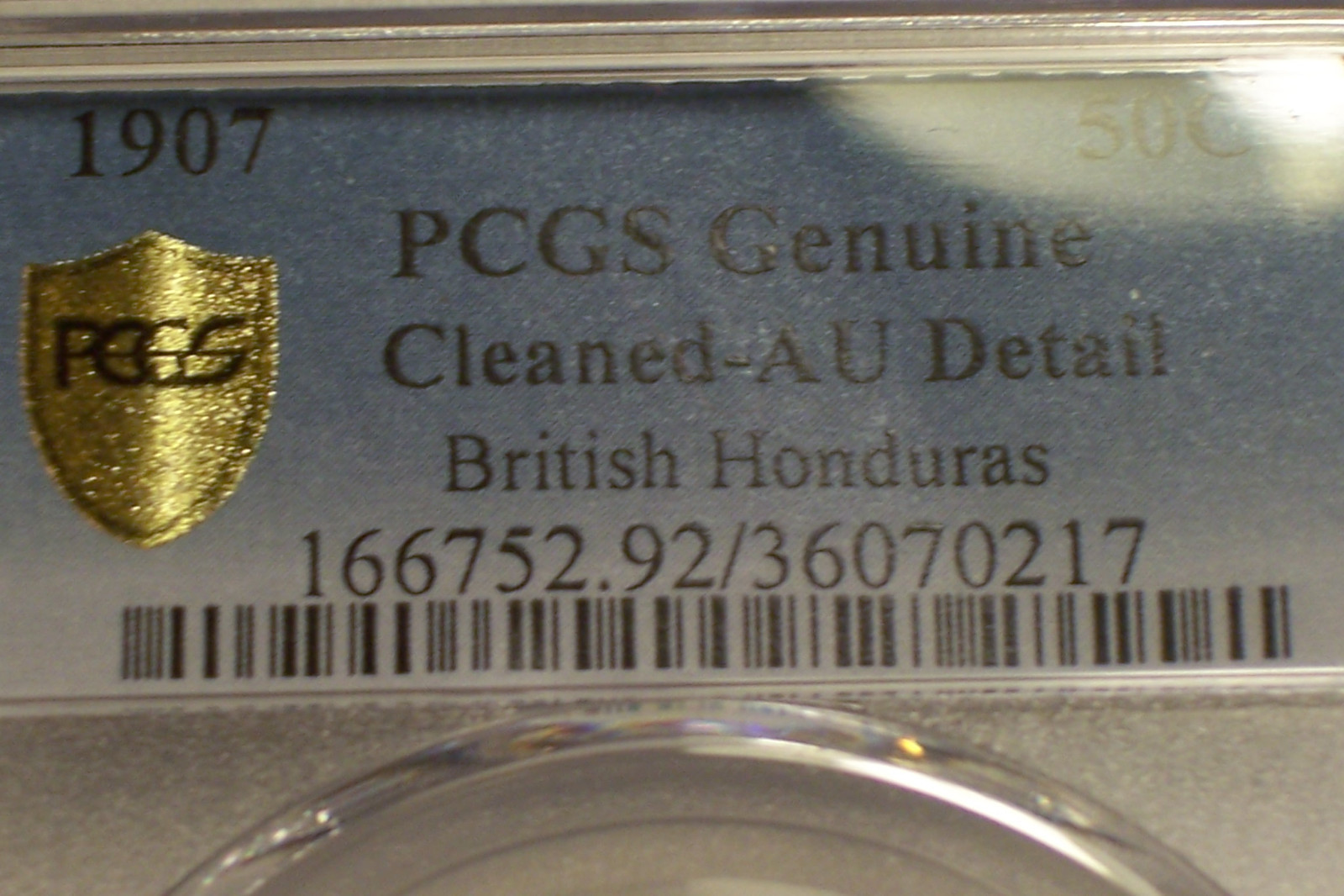 British Honduras, 1907 Edward VII Fifty Cents, 50 Cents. 19,000 Mintage. PCGS