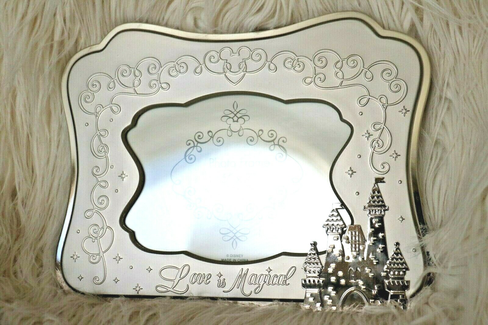 NEW Disney Parks Silver Love is Magical Wedding Castle Photo Frame 5 x 7 Stand