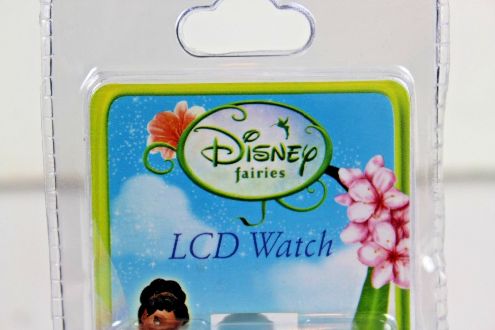 Disney Fairies LCD Watch Tink Tinker Bell Teal Blue Floral Plastic Battery NIP