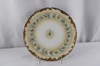 T&V Limoges Daisy Chain Plate Thick Gold 9 3/8''