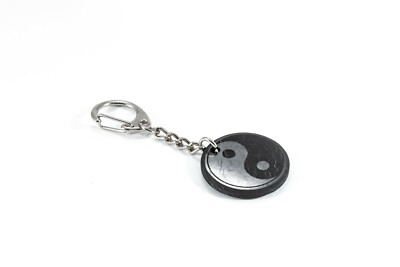 Shungite Keychain engraving Yin Yang EMF protection made in Karelia C60