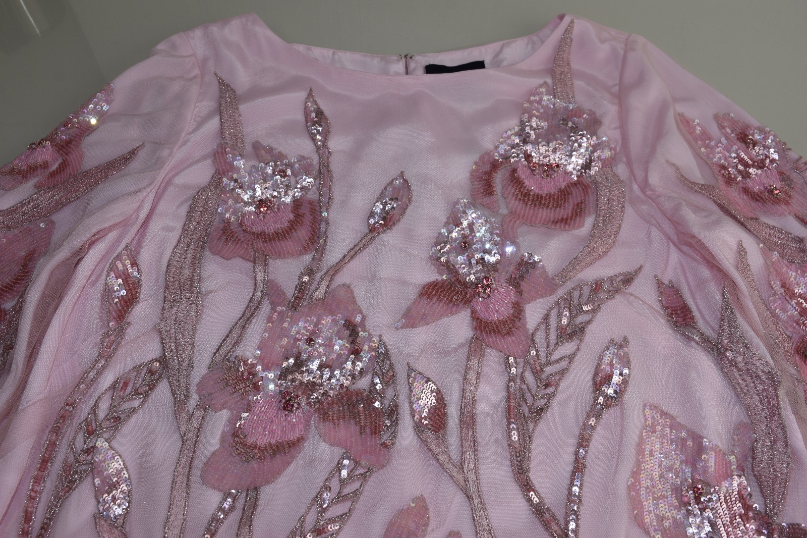 Pre-owned Marchesa Notte $695  Beaded Floral Cocktail Dress Tunic Blush Pale Pink 4