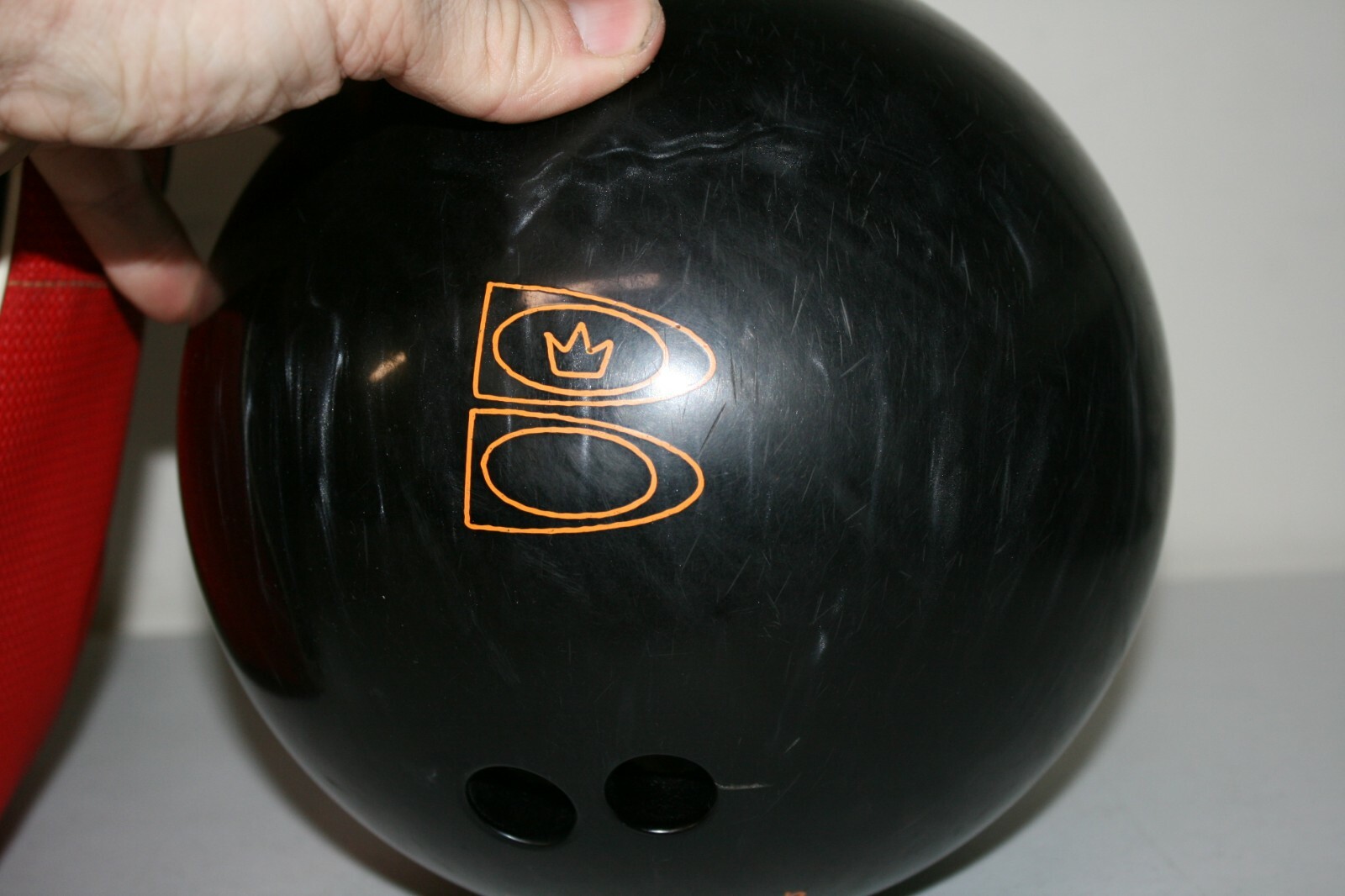 Vintage Brunswick Rhino Black & Orange 15 lbs Bowling Ball and Bag