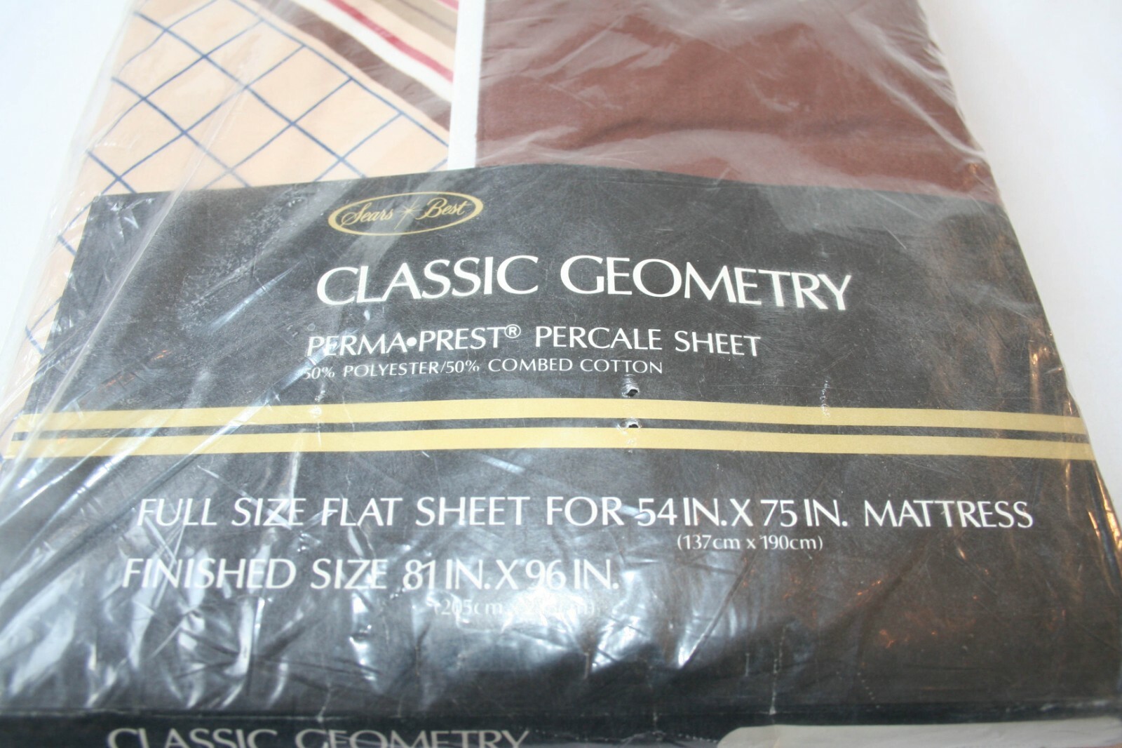 New Vintage Brown Geometry Full Sheet Flat Geometric Stripes Diamond Sears Best