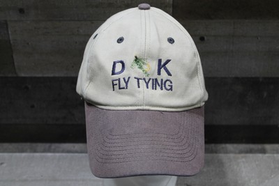 DK Fly Tying Fly Fishing Strap Back Dad Hat Cap Men Adjustable Tan Embroidered