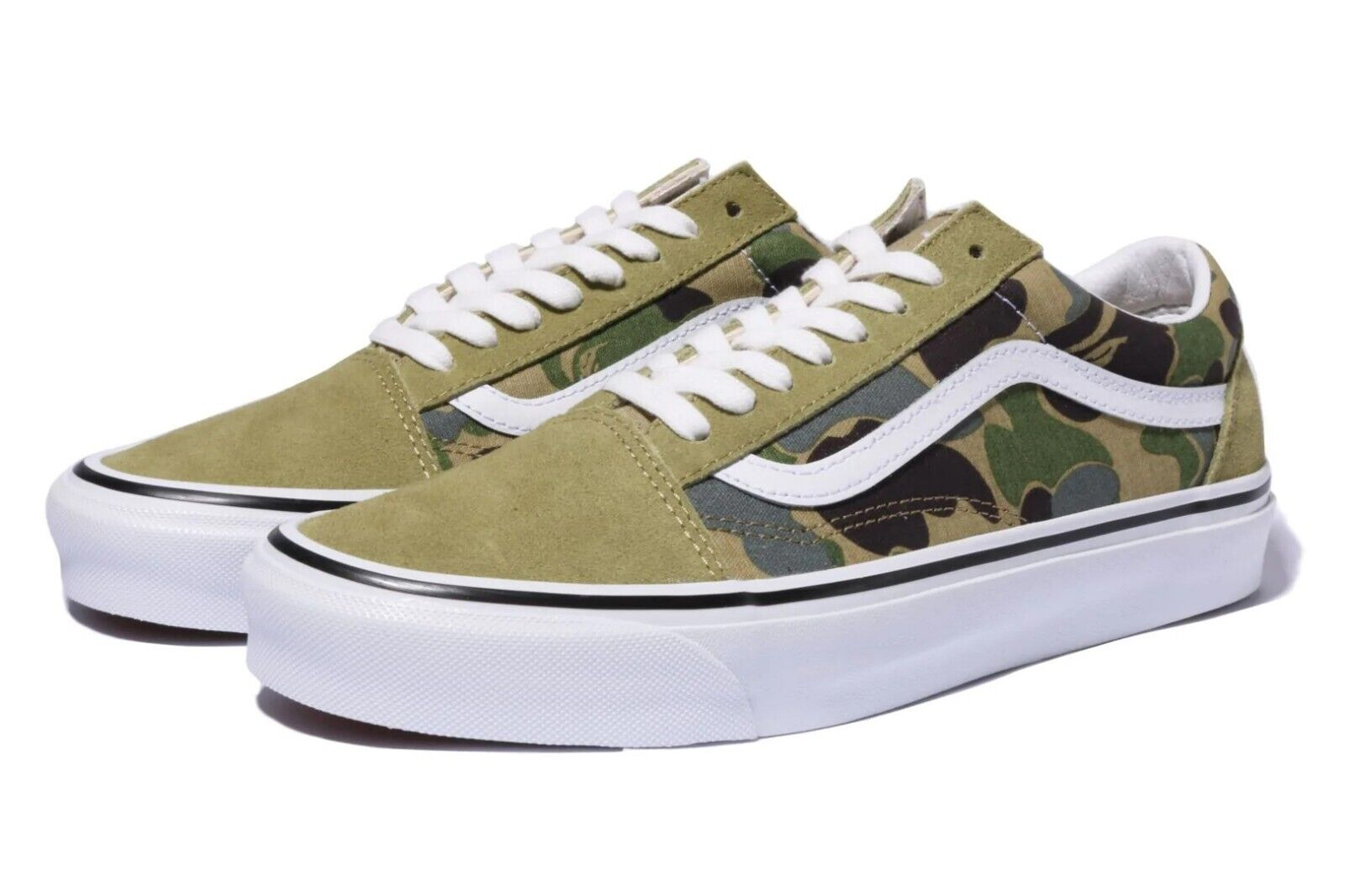 Pre-owned Vans A Bathing Ape X  Abc Camo Old Skool 38 Dx Green 1h73-191-910 Size 8-10