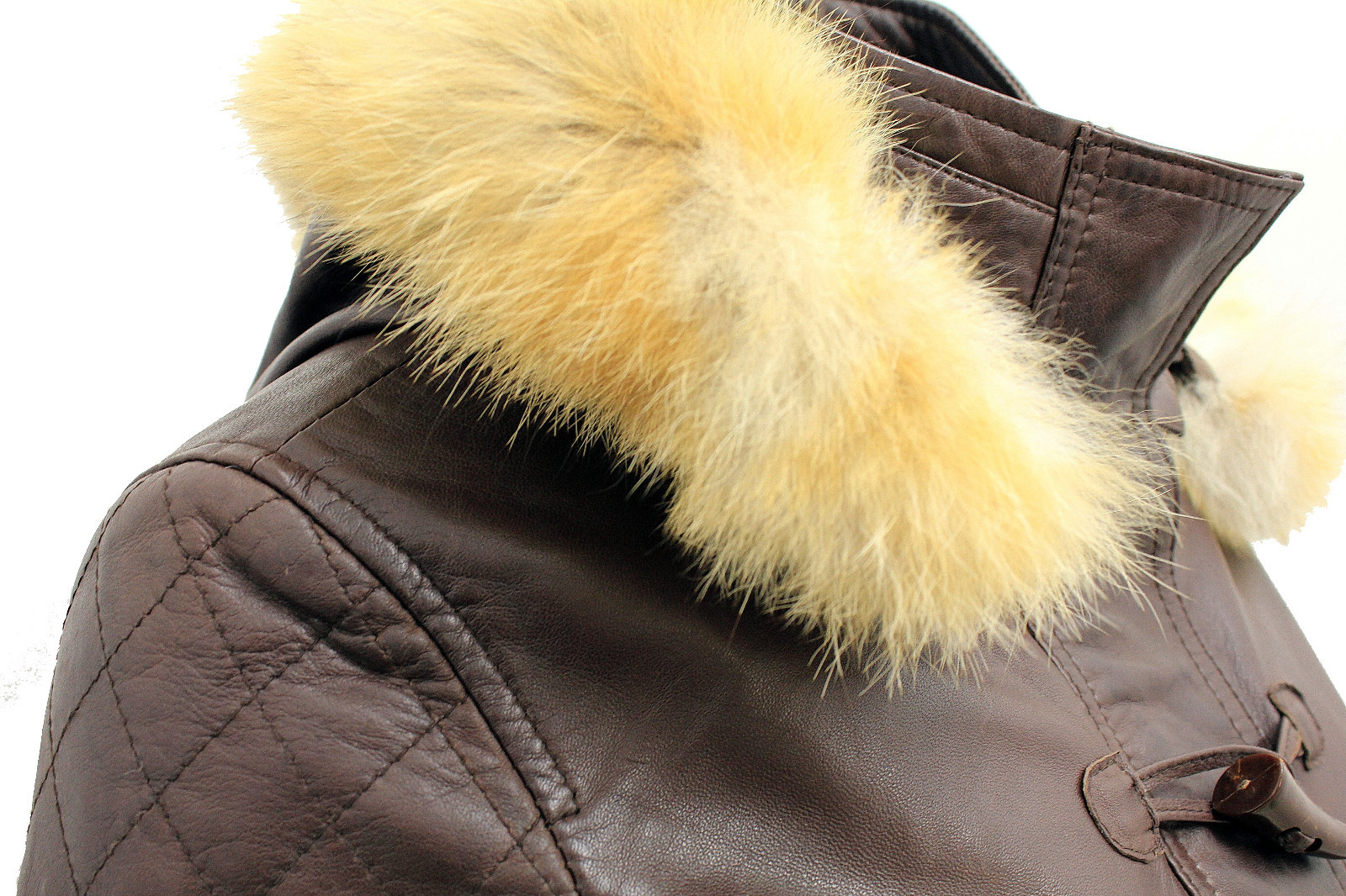 INFINITY DAMEN ABNEHMBARER KAPUZE GESTEPPT BRAUNES LEDER PARKAJACKE