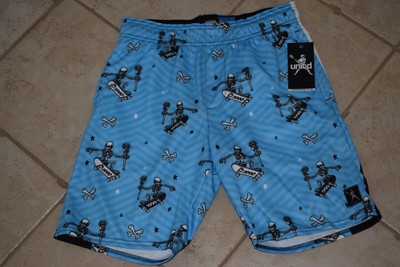 NWT Men's Lacrosse Unlimited Blue Skateboarding Lacrosse Skeletons Shorts sz S