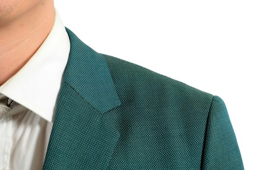 Pre-owned Hugo Boss "astian/hets" Men's 100% Wool Green Two Button Suit