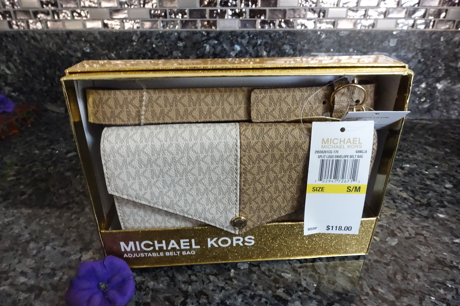 Michael Kors adjustable belt bag new with tags split logo