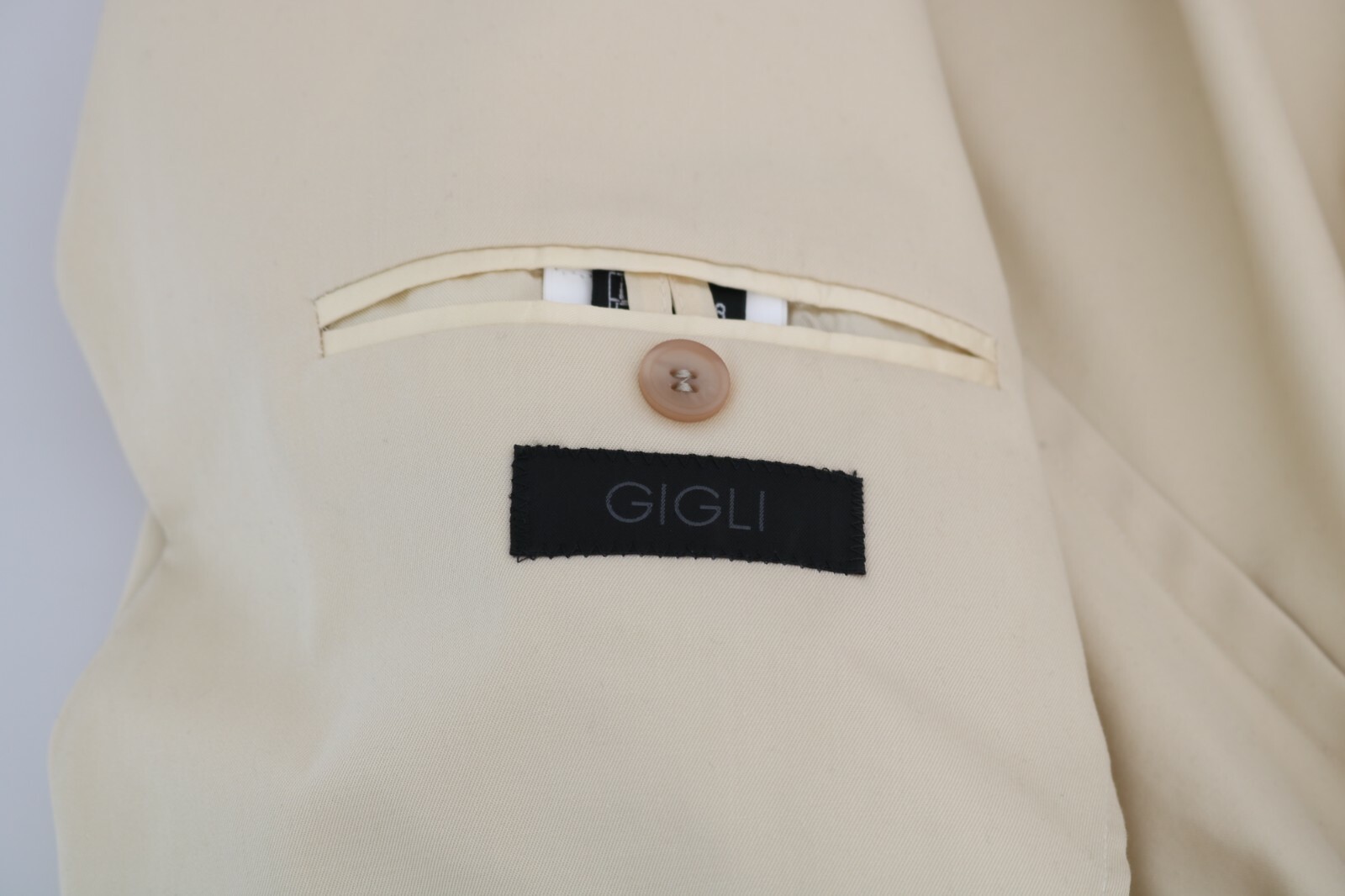 Pre-owned Romeo Gigli Suit Two Piece 3 Button Beige Cotton Solid Eu46 /us36/ S Rrp $600