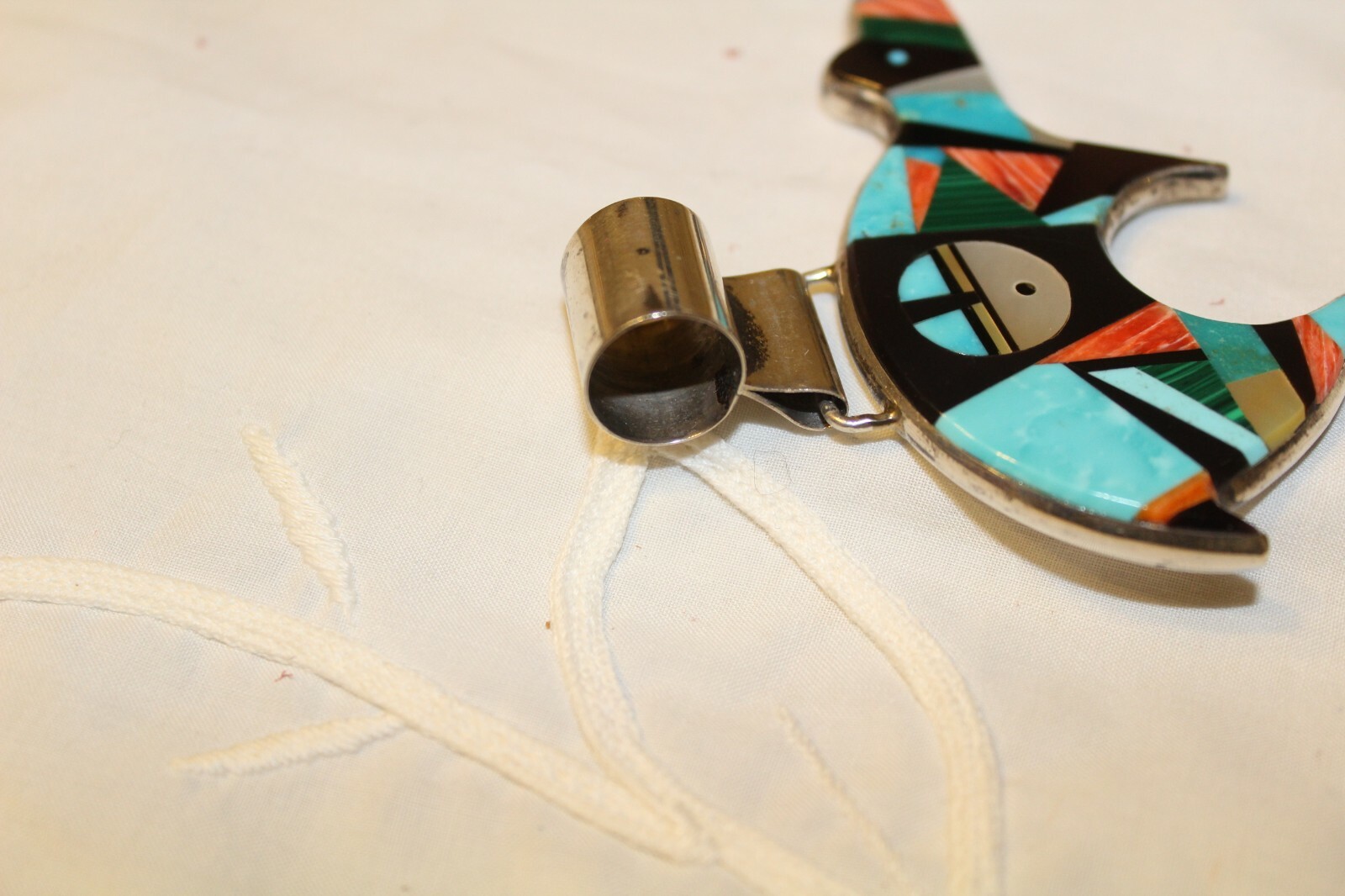 Joan Douglas - Navajo- Sterling Silver and Inlaid Gemstone Medicine Bear Pendant