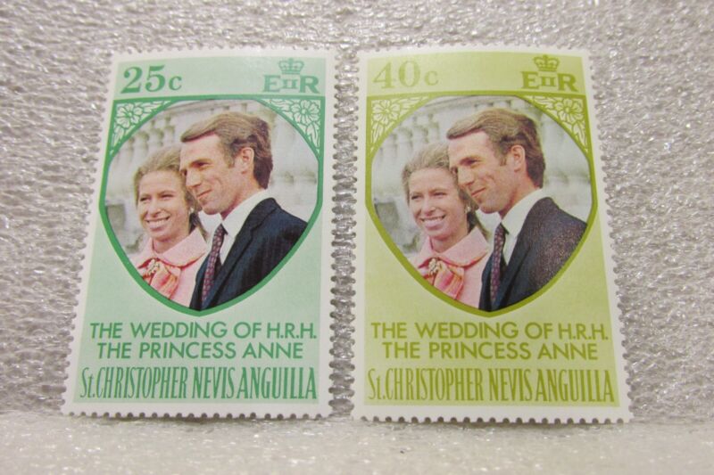 1973 ROYAL WEDDING MNH STAMPS FROM St. KITTS-NEVIS SCOTT #274-275