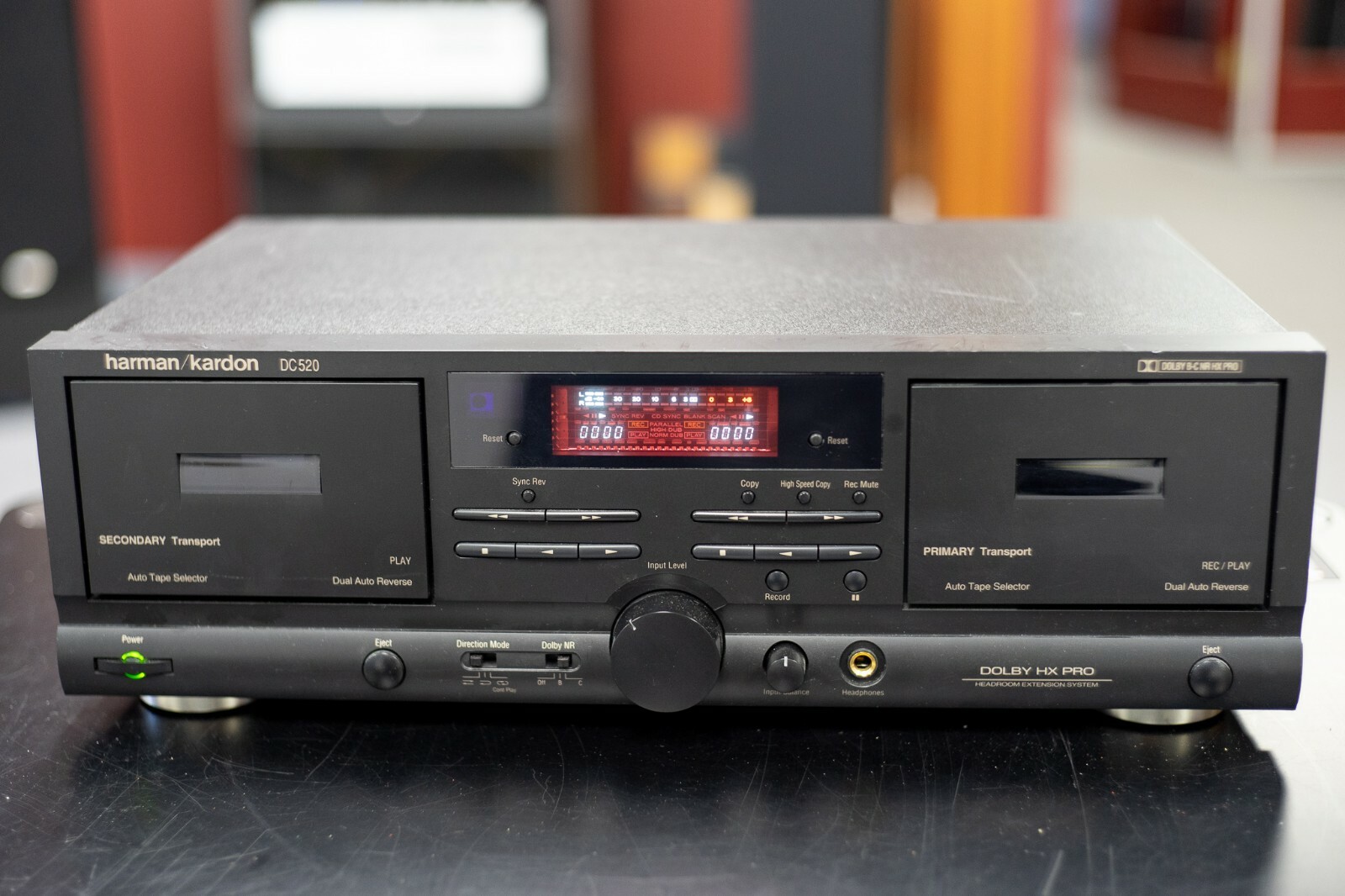 Harman Kardon Dual Cassette Deck Player Record DC520 Auto Reverse HX Pro Tested
