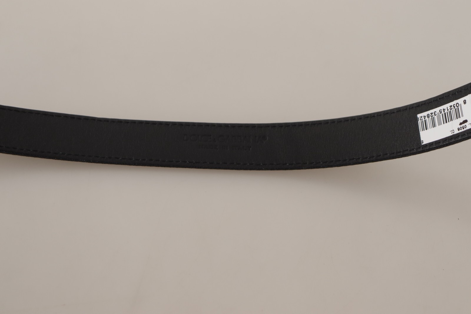 Pre-owned Dolce & Gabbana Belt Black Calf Canvas Silver Tone Logo Metal Buckle S85cm/34in