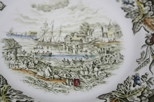 TORONTO FISH MARKET HERITAGE PLATE  RIDGEWAY  BARLETT'S SCENE EARLY CANADA1842