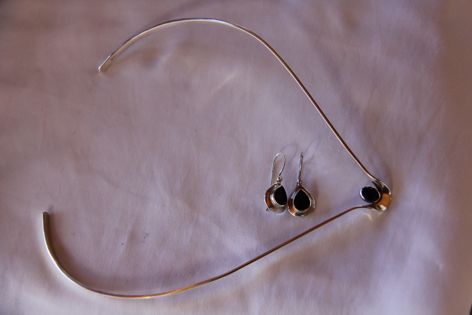 Sterling and Onyx necklace and earrings