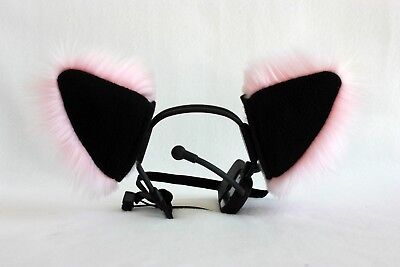 PINK & BLACK furry kitty cat EAR wolf fox NECOMIMI COVERS ONLY cosplay anime