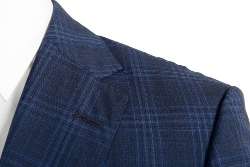 Pre-owned Hugo Boss Men's Jeckson/lenon1 Regular Fit 100% Wool Blue Plaid Two Button Suit