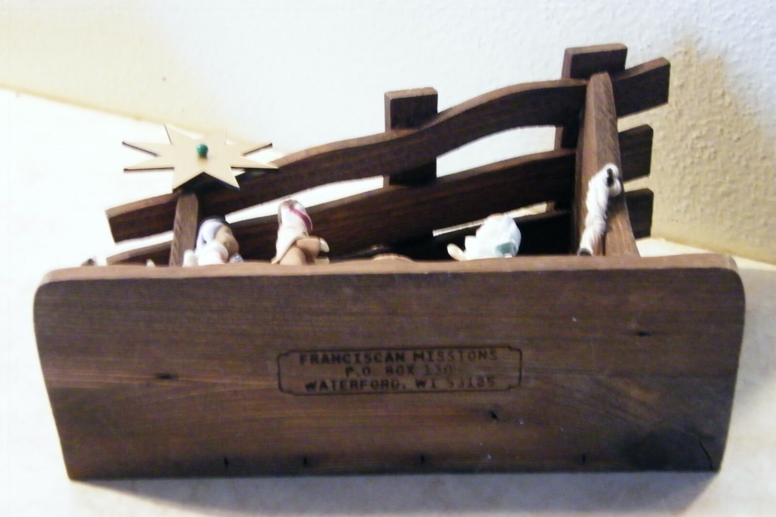 Vintage Franciscan Missions Waterford Wisconsin Wood & Composite Nativity Set