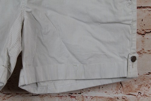 New Additions Maternity Womens Shorts Sz M Beige White Striped Cuffed