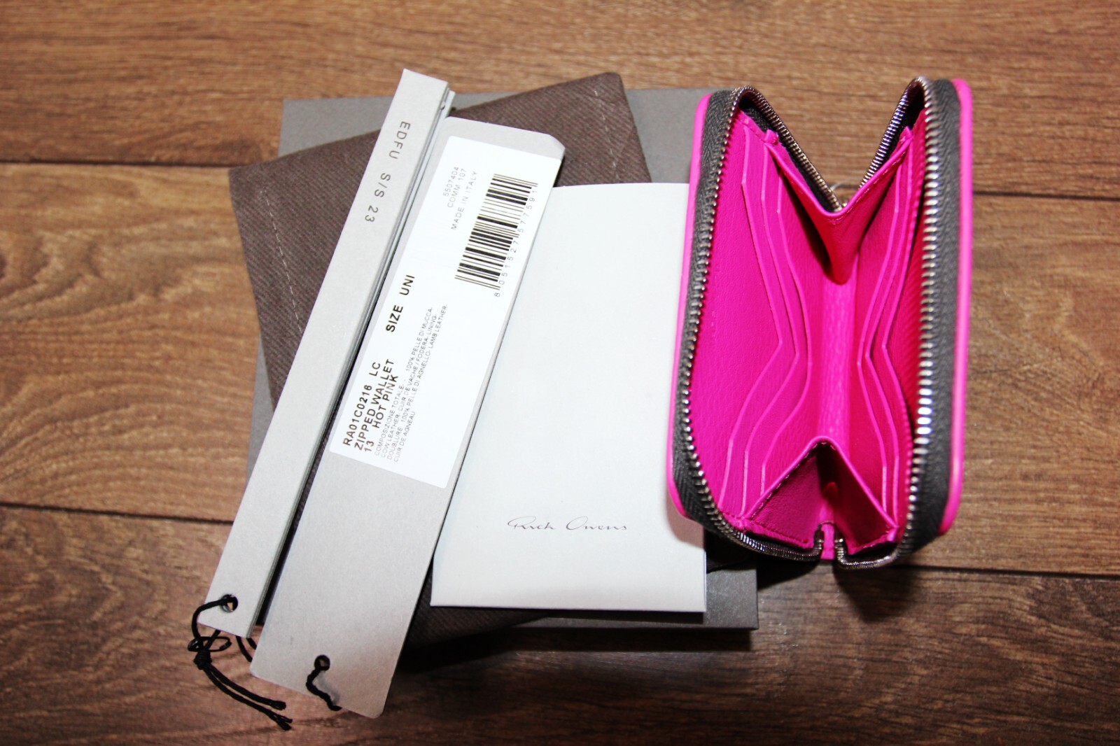 Pre-owned Rick Owens Ss23  "edfu" Zipped Wallet Pink