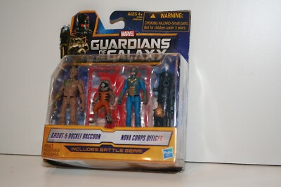 Guardians of the Galaxy Groot Rocket Raccoon Nova Corps Officer Figure Pack Toy