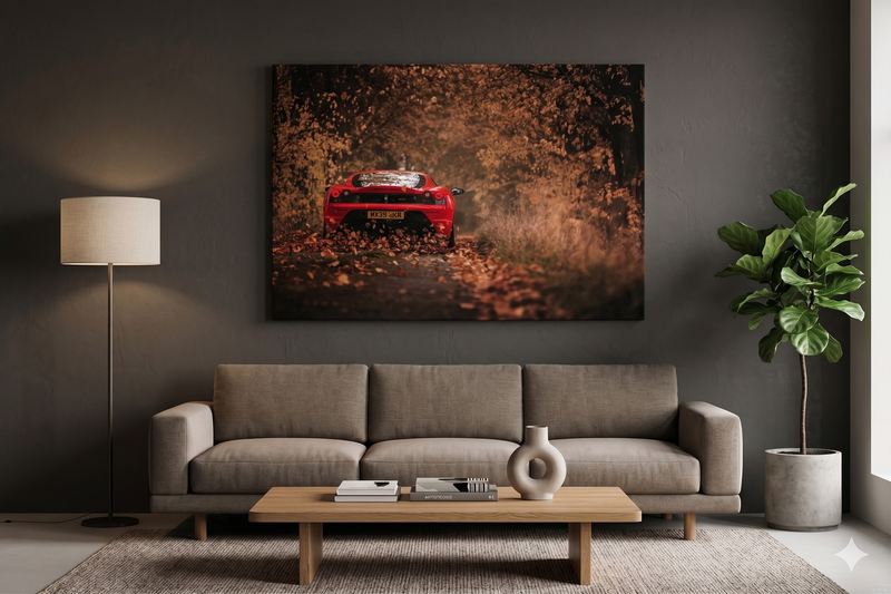 Ferrari Autumn Drive   - CANVAS OR PRINT WALL ART