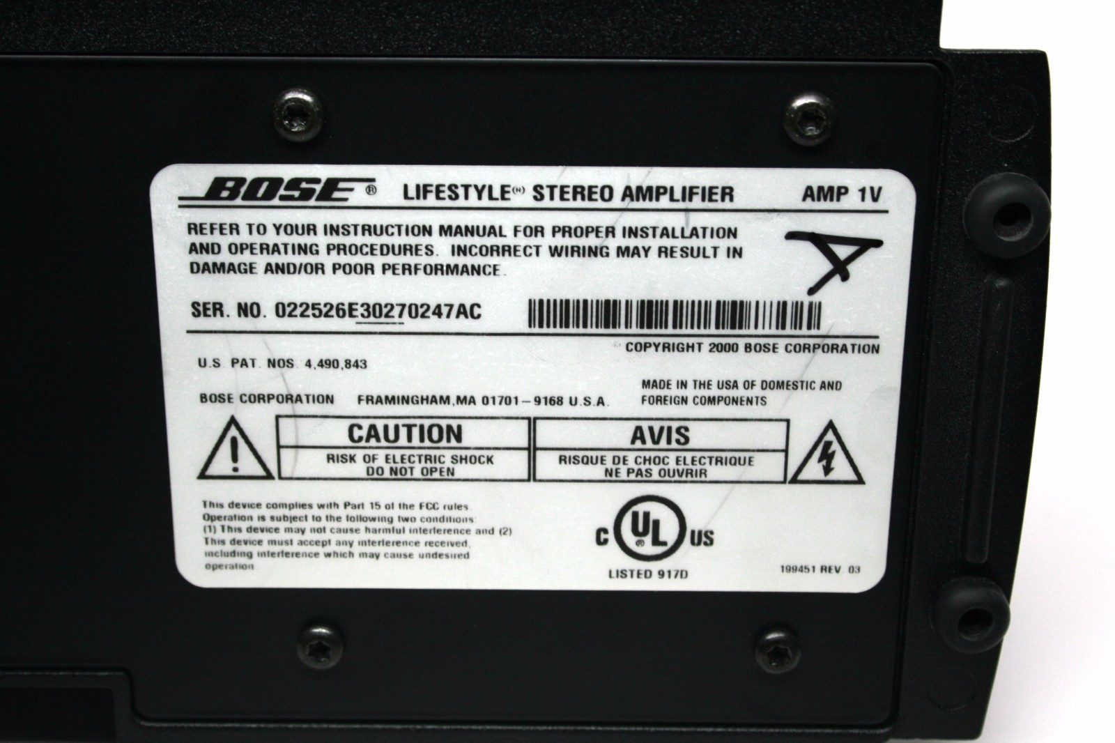 bose lifestyle stereo amplifier amp 1v