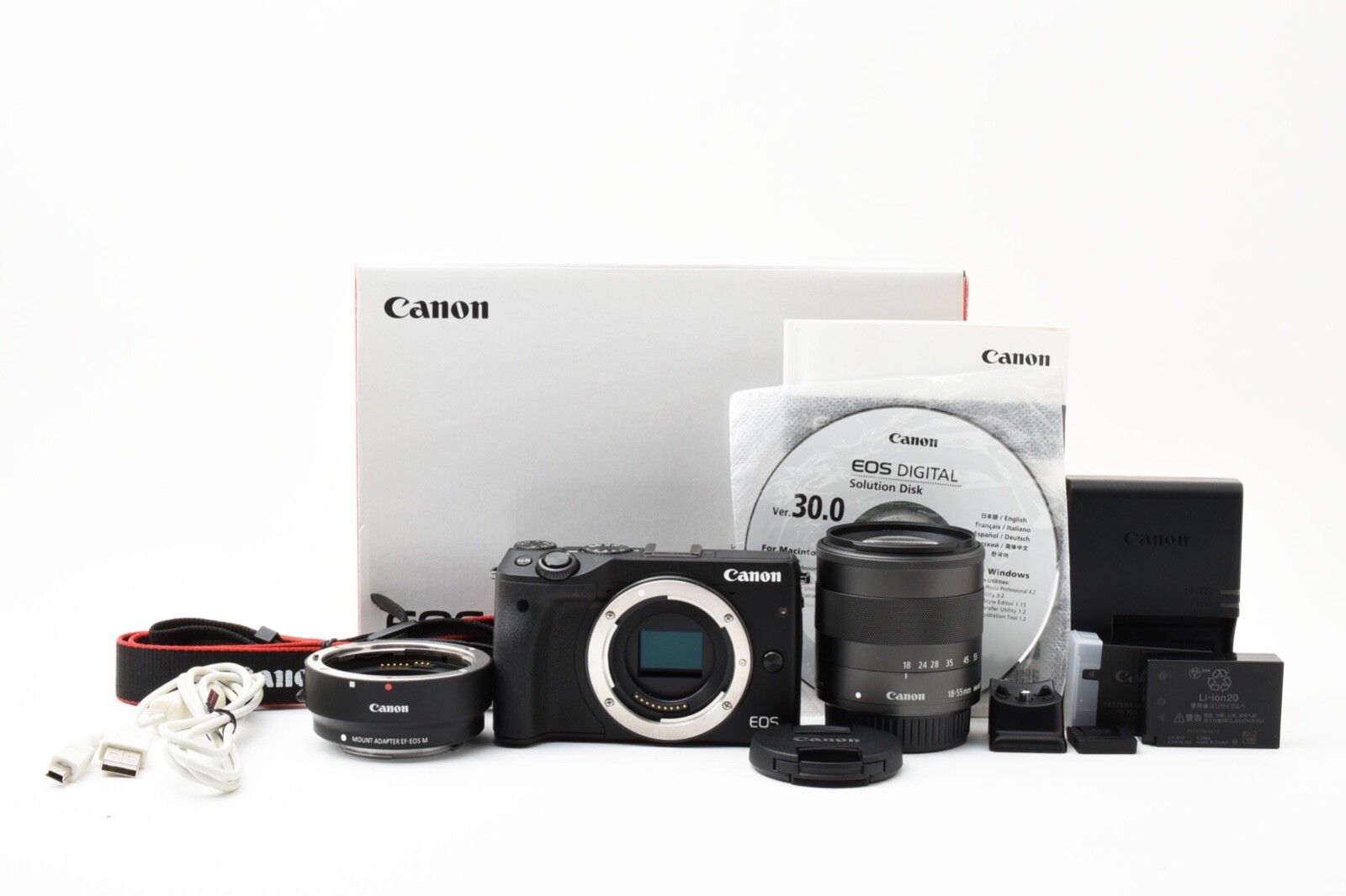 Canon - CANON EOS M3 ＋ CANON EF-M18-55m 3.5-5.6 Canon EOS M3 EF-M 18-55mm IS STM Kit Black