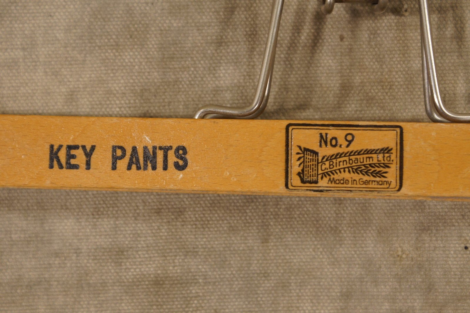 Vintage Key Pants Advertising Pants Wooden Hanger