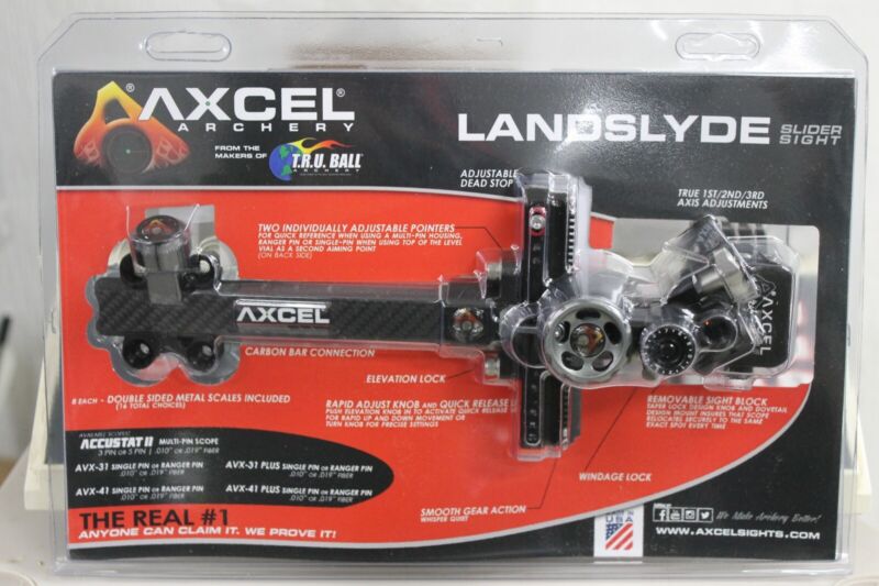 AXCEL Landslyde Carbon Pro Slider 3-Pin Sight - Black - Accustat 2 Scope - .010"