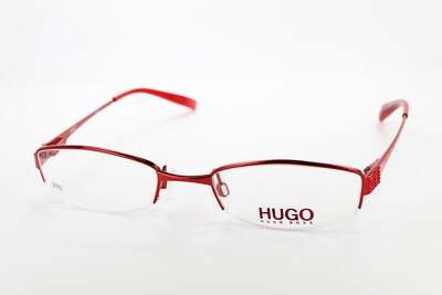 HUGO BOSS HG15611 RE Shiny Red 49-19-135 Half Rim Eyeglass Frame Flex Hinges Z60