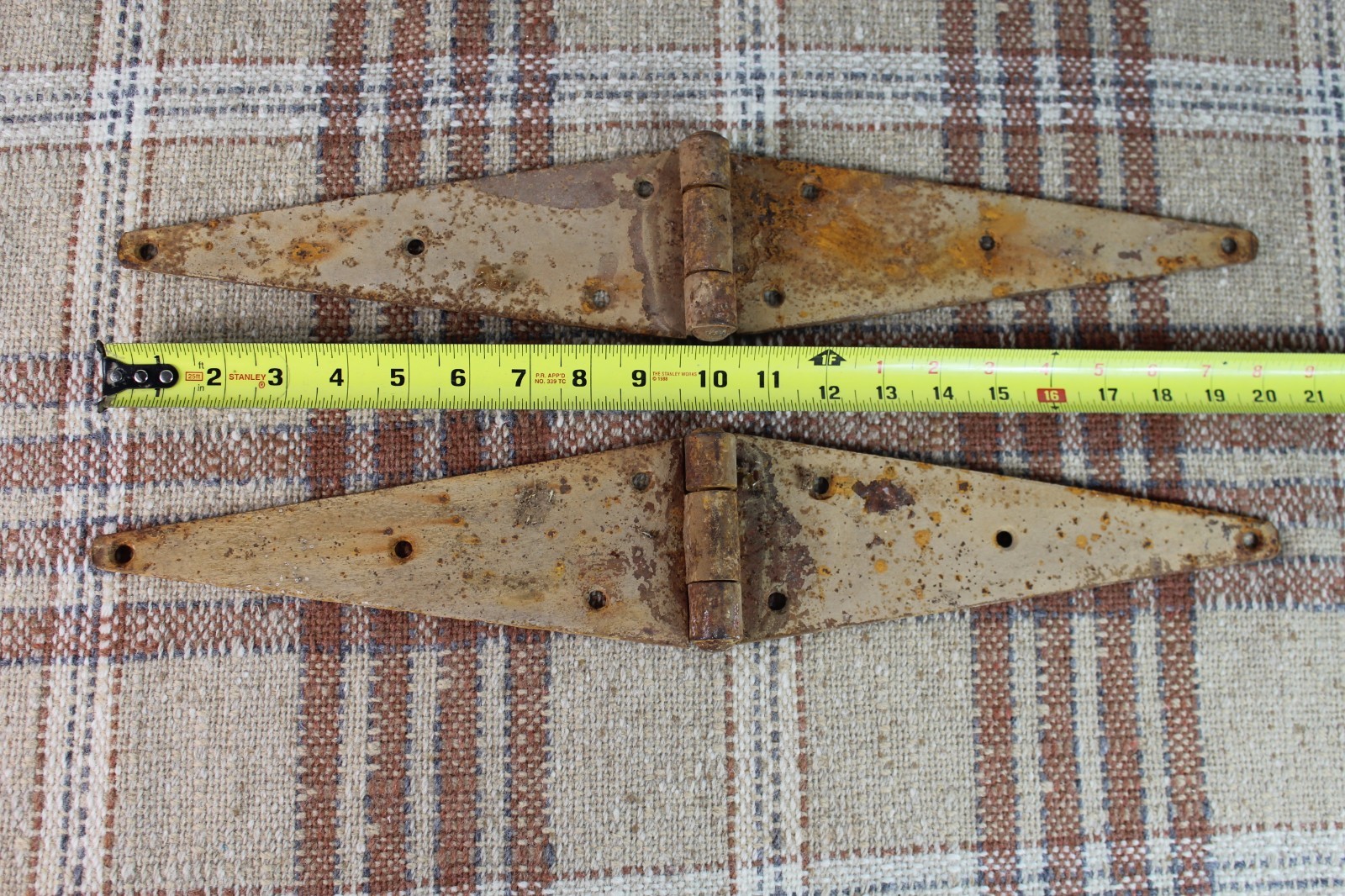 Vintage Large Barn Door Hinges 20.5 Inches Rustic Antique