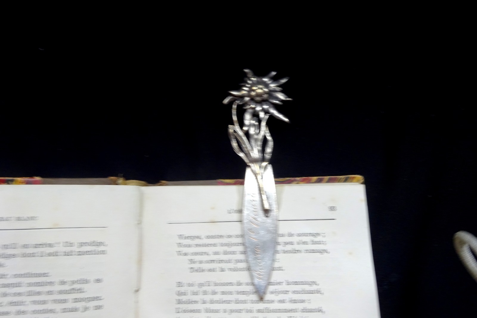 Vintage Silverplate Sunflower Bookmark French Page Cutter France Ephemera Rare