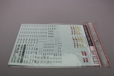 ZM011 DECALS CARPENA 87.57 maquette train Ho Décalcomanie porte auto TA60 8757
