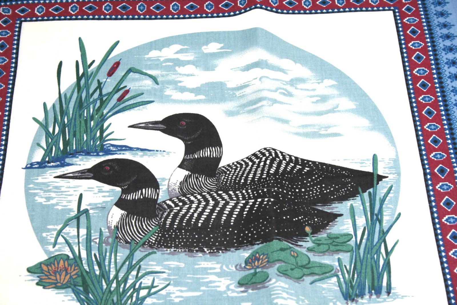 Cranston Water Birds Collection Loon Pillows Fabric Panel Ducks Southwest Print