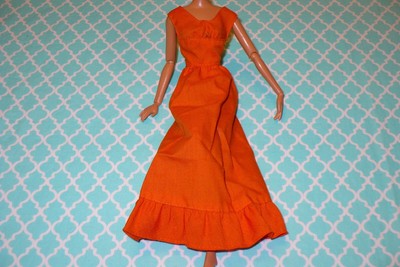 Mattel Barbie Doll Clothing ~ Vintage QUICK CURL PJ ORANGE MAXI DRESS ~ 1976