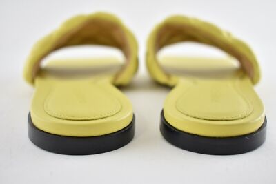 BOTTEGA VENETA BOTTEGA VENETA THE PADDED FLAT SLIDES PEAR YELLOW QUILTED LEATHER SANDAL 36