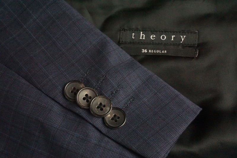 Theory Blue Plaid Virgin Wool 2 Pc Suit Jacket Pants Sz 36R