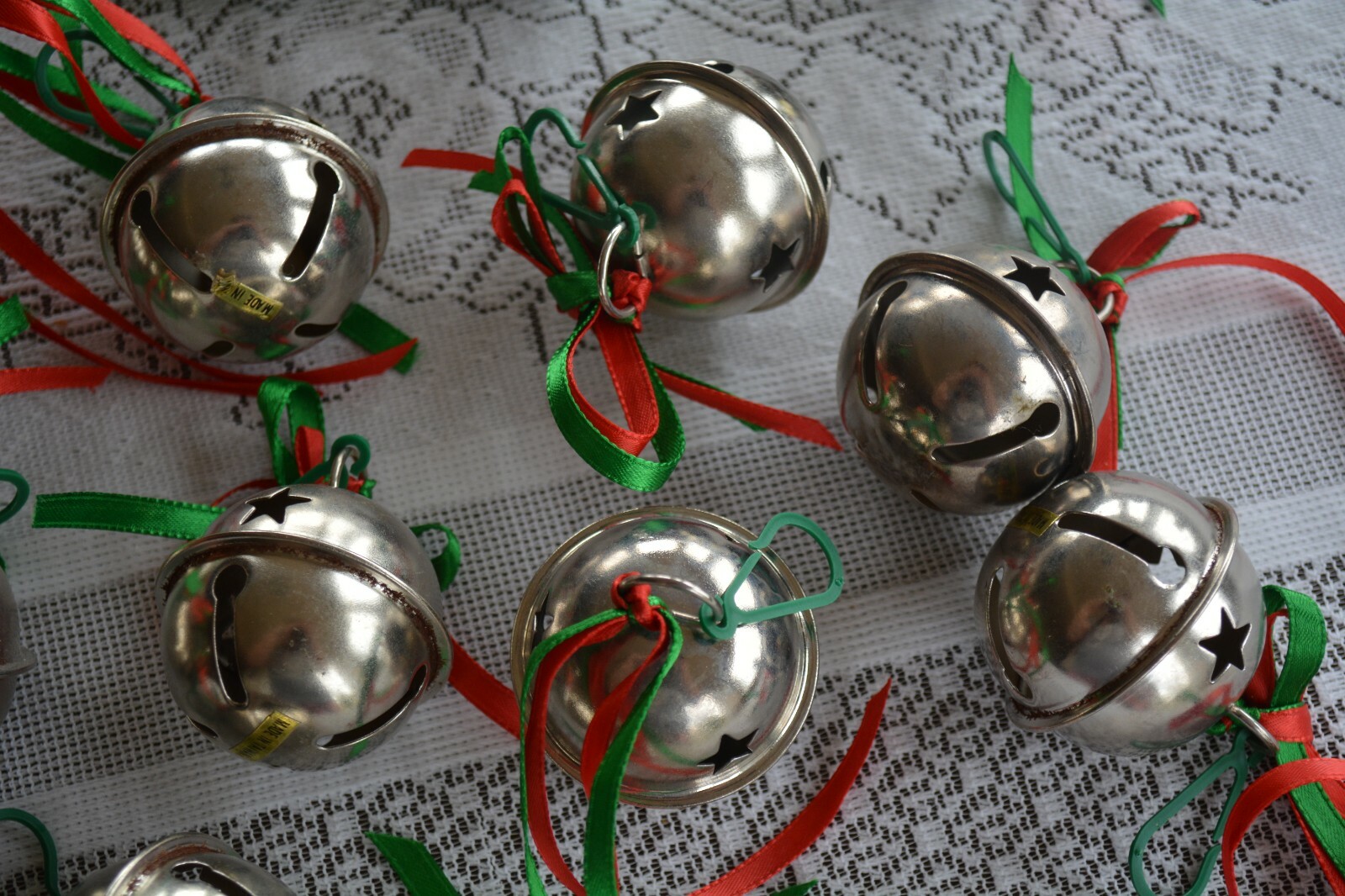 Lot of 15 Metal Santa Sleigh Jingle Bells Christmas Ornaments Holiday Art Crafts